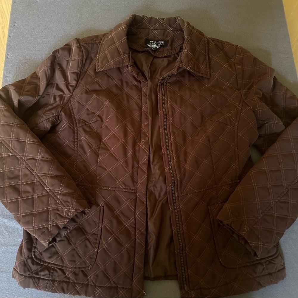 Y2K New York & Company Brown Quilted Jacket